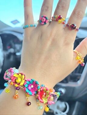 Colorful Floral Hand Made In Mexico Bracelet